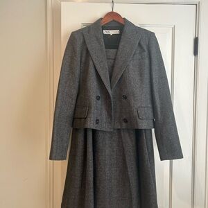 Zara Charcoal Wool Blazer and matching Skirt Ensemble.